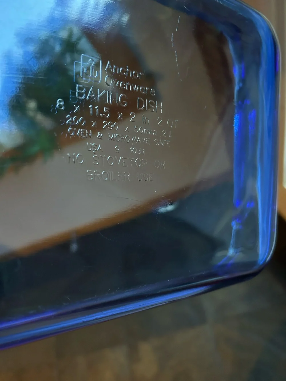 (2)Anchor Hocking Vintage Cobalt Blue Glass 8x11.5x2” Baking Dishes No Chips